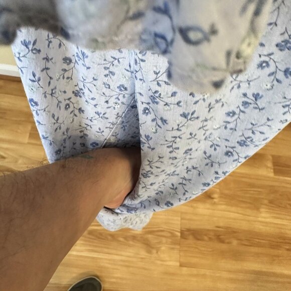 Simply Basic Blue Floral Housedress 2X Vintage Full Button Mumu Knee Length - Picture 8 of 10